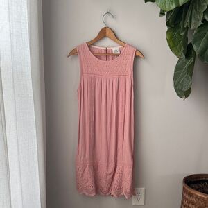 Knox Rose Dusty Rose Pink Lace Feminine Embroidered Swing Dress